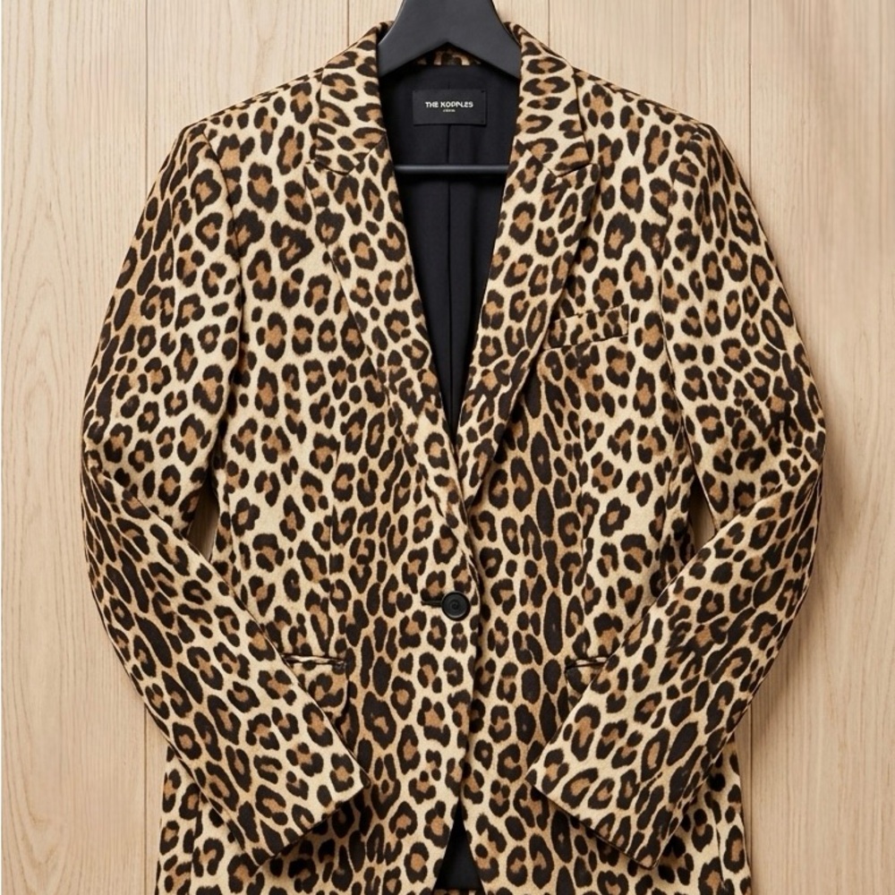 The Kooples Leopard Print Blazer - Tan & Black